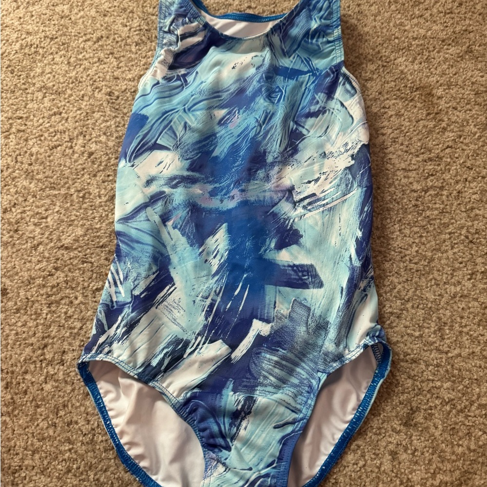 GK Blue Abstract Women's Gymnastics Leotard
